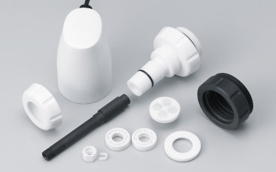 PTFE、セラミックによる高い耐薬品性