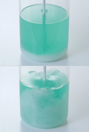 Stirring of liquids containing powder